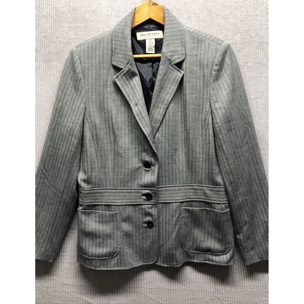 Apostrophe Blazer Womens 12 Striped Single Breasted Preppy Academia Career Lined